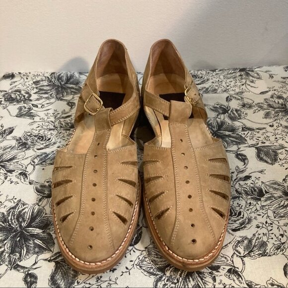 ZARCO Sz 10 Fisherman Suede T-Post Sandals Made in Portugal by Carlos Santana - Picture 2 of 10